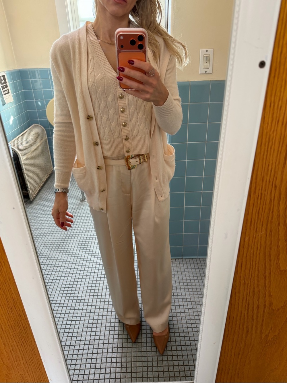 J.Crew Cream cashmere vest and cardigan set size Small